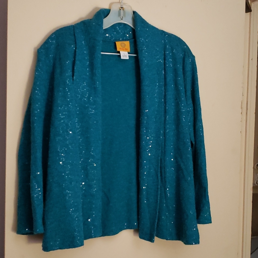 Ruby Rd teal sweater - Picture 2 of 3
